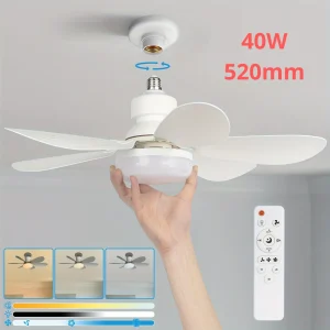 Socket Ceiling Fan with Light and Remote