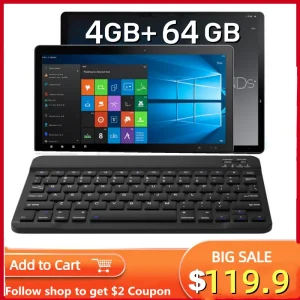 Windows 11 Tablet PC with Keyboard HDMI-Compatible 10.1 Inch 64 Bit 4GB RAM 64GB ROM